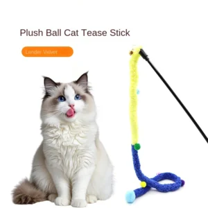 New Style Fluff Ball Cat Tease Rod Eco Friendly Sound Bell Cat Toy for Dogs