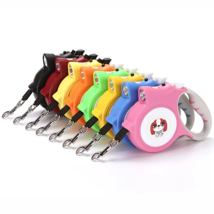 New Style Luxury Nylon Automatic Retractable Pet Cat Dog Leash with Flashlight