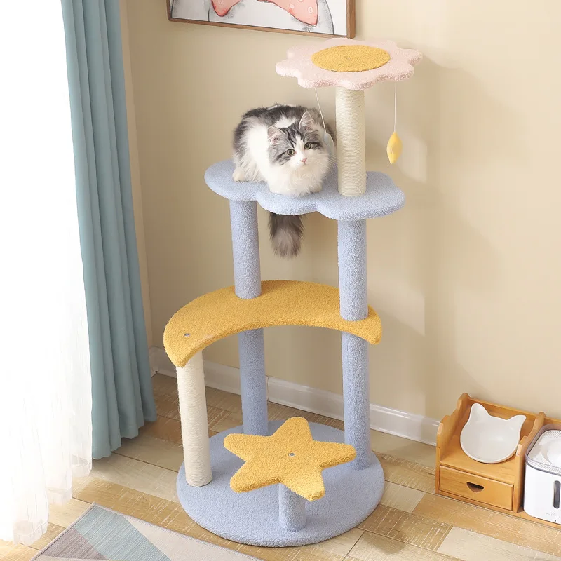 New Trending Floral Aesthetic Modern Fluffy Forest Cat Tree Scratching Post High Quality Tree Tower for Cat