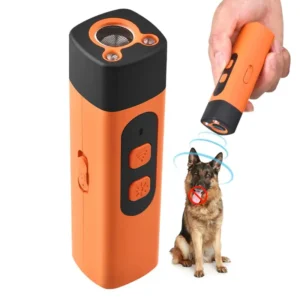 New Ultrasonic Dog Bark Deterrent Devices 4 in 1 Portable Handheld 3 Modes Dog Trainer Anti barking Device with Flashlight