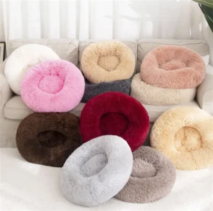 New Winter Long Plush Cat Bed Round Pet House Cat Warm Dog Bed Sleep Bag Nest for Small Cat Products