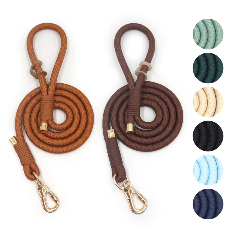 New in Trend New Fashion Personalized Pet Rope Leash Colorful Polyester Gold Dog Leash Classic Pet Leashes Round