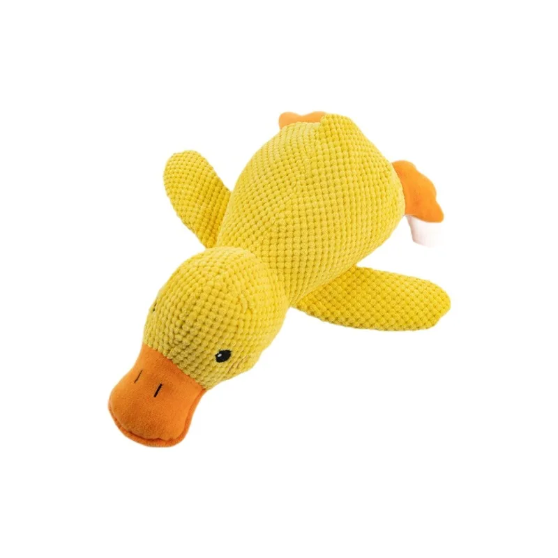Newly Designed Yellow Duck PP Plush Cat Toy with Squeaky Dog Chew Toy Soft Plush Sound Interactive Function Pet Toy