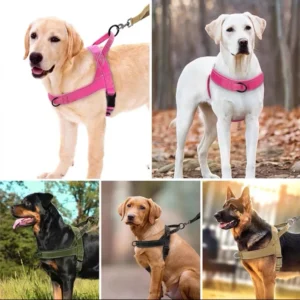 No Pull Dog Harness with Soft Padded Handle Reflective Strip Escape Proof and Quick Fit to Adjust Dog Harness Brown L