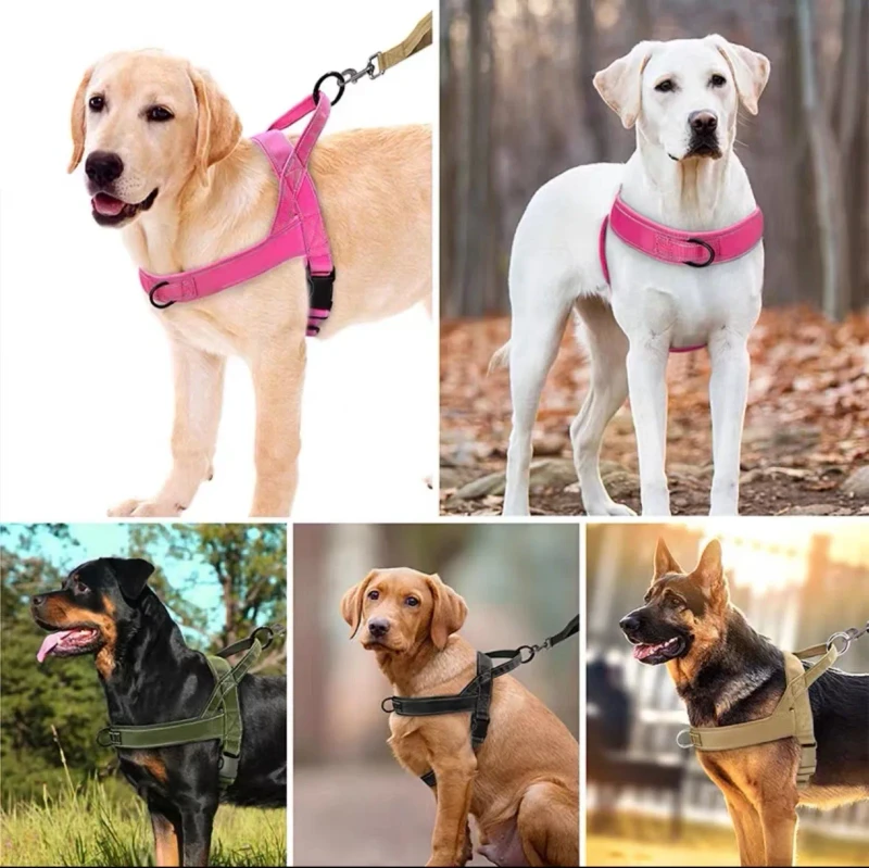 No Pull Dog Harness with Soft Padded Handle Reflective Strip Escape Proof and Quick Fit to Adjust Dog Harness Brown L