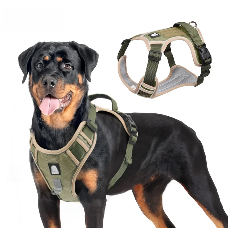 No Pull Pet Harnesses Adjustable Lightweight Custom Tactical Reflective Dog Harness With AirTag Cover