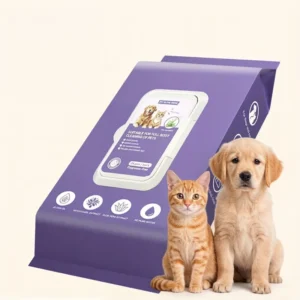 No-Rinse Hypoallergenic Deodorizing Pet Cleaning Bathing Gloves Wet Wipes for Dogs and Cats Private Label