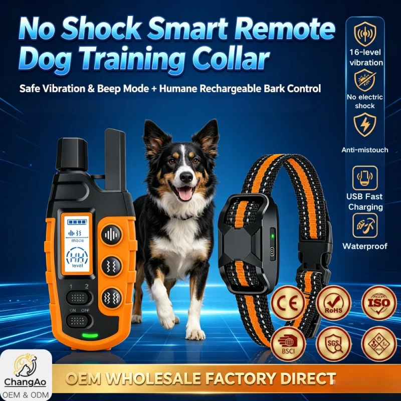 No Shock Smart Remote Dog Training Collar Rechargeable Bark Control Vibration Beep Safe Humane Premium Rubberized