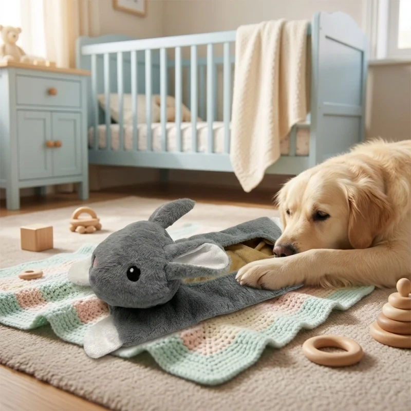 No Stuffing Rabbit Tug of War Dog Toys Dog Squeak Toys Crinkle Paper Bite Resistant Interactive Dog Pet Toys