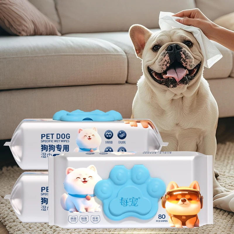 Non Toxic Biodegradable OEM Pet Wet Wipes Gentle Cleaning Wipes for Dogs Cats Paws Eyes Ears Fur