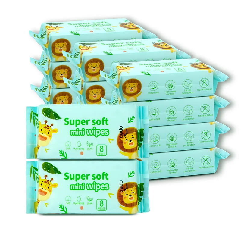 Non Woven Mini Wet Wipes for Baby Hands & Mouth Cleaning Super Pocket Size 80Pcs