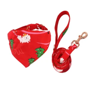 Nylon Cartoon Printed Festive Christmas Dog Cat Leash and Collar Set Pet Supplies in Stock