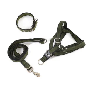 Nylon Dog Harness and Leash Set Durable Breakaway for Medium/Large Dogs with Solid Ribbons Outdoor Use Custom Logo