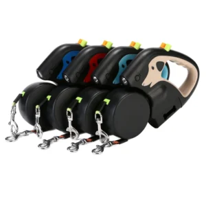 Nylon Double-Headed Retractable Dog Lead Heavy Duty Reflective Solid Eco-Friendly Pet Leash Padded