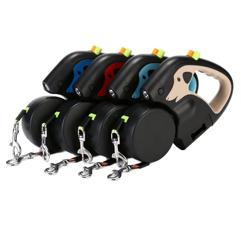 Nylon Double-Headed Retractable Dog Lead Heavy Duty Reflective Solid Eco-Friendly Pet Leash Padded