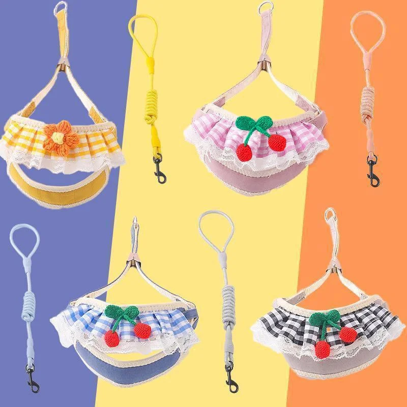 Nylon Fashion Dog & Cat Anti Escape Walking Leash Cute Harness for Small Breed Dogs