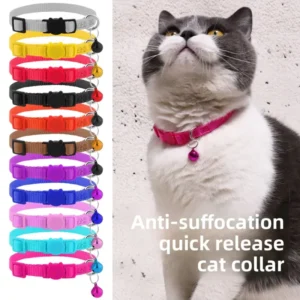 Nylon Material Adjustable Small Pet Collar with Bell Pendant