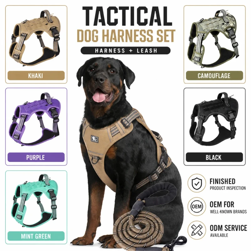 Nylon Material Dog Harness OEM ODM Custom Logo Breathable Eco Friendly Chest Strap Solid Pattern Dog Walking Harness