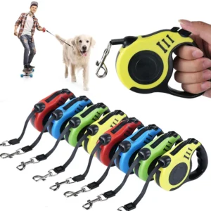 Nylon Material Puppy Walking Running Pet Dog Lead 3m 5m Adjustable Automatic Retractable Dog Leash