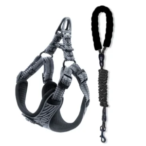 Nylon Padded Adjustable Reflective Explosion proof Dog Harness Set with Dog Leash and Collars