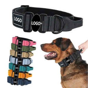 Nylon Pet Collars Metal Buckle Adjustable Training Collar Medium and Large Dog Custom Logo Tactical Dog Collar