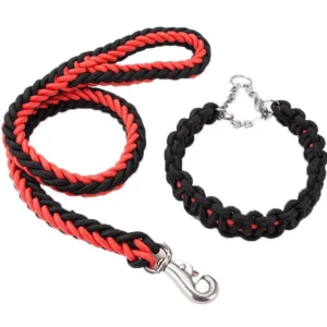 Nylon Twist Rope Pet Collars Pet Leashes 1.2/1.5M with Dog P Chain Durable Adjustable Loop Slip Pet Dog Leash Rope Lead for Dogs