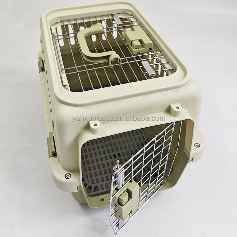 ODM Customized Plastic Breathable Hard-Sided Pet Travel Crate Button Portable Airline Approved Pet Carrier for Buyers