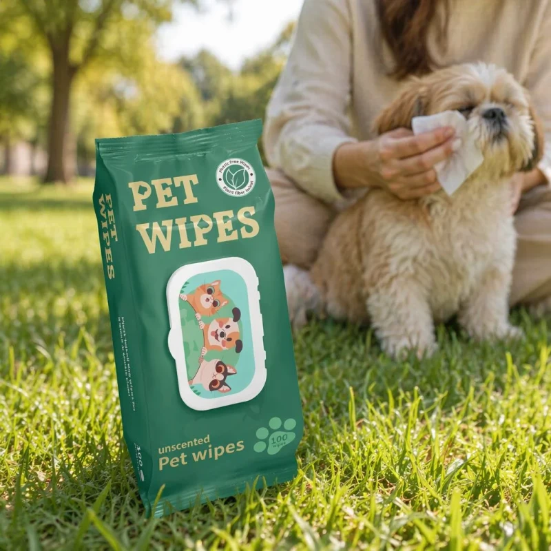 ODM OEM Soft Non Woven Flushable Cleaning Wipes New Eco Friendly Pet Wet Wipes Hypoallergenic Antibacterial Hydrating Grooming