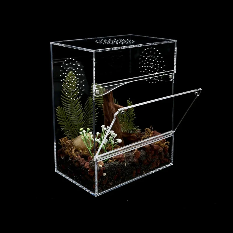 ODM&OEM Transparent Acrylic Reptile Terrarium Customizable Size Logo Easy Assembly Magnetic Cage for Juvenile Reptiles