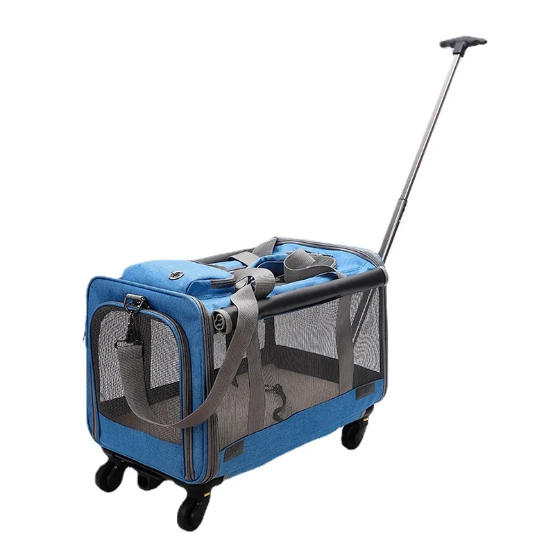 OEM Airline Approved Trolley Detachable Portable Travel Dog Cat Pet Carrier With Wheels