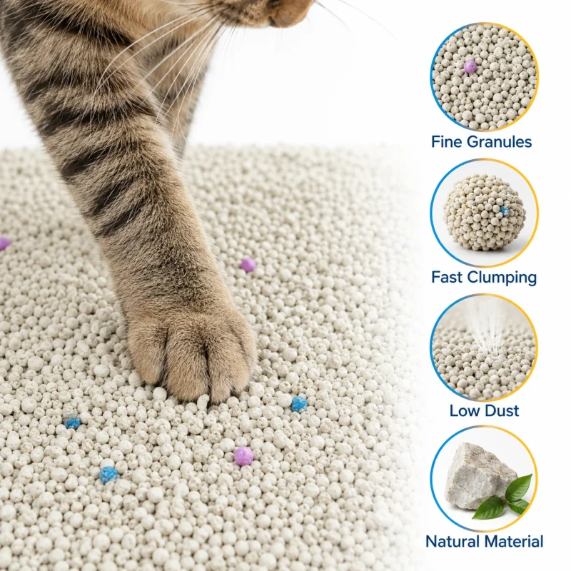 OEM Bentonite Cat Litter Sand Strong Clumping Highly Absorbent Low Tracking Low Dust Flushable Biodegradable Kitty Litter