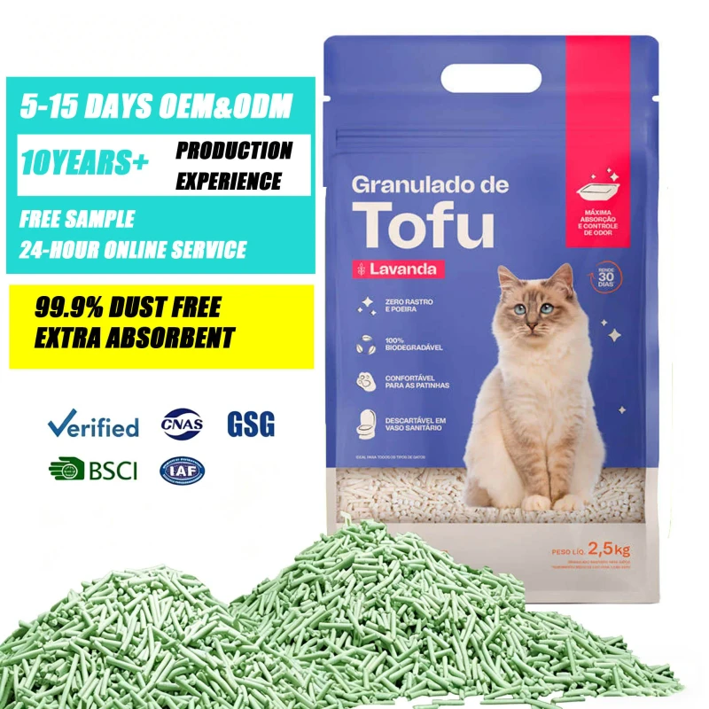 OEM Biodegradable Eco Friendly Flushable Tofu Cat Litter 99% Dust Free Fast Clumping Natural Odor Control
