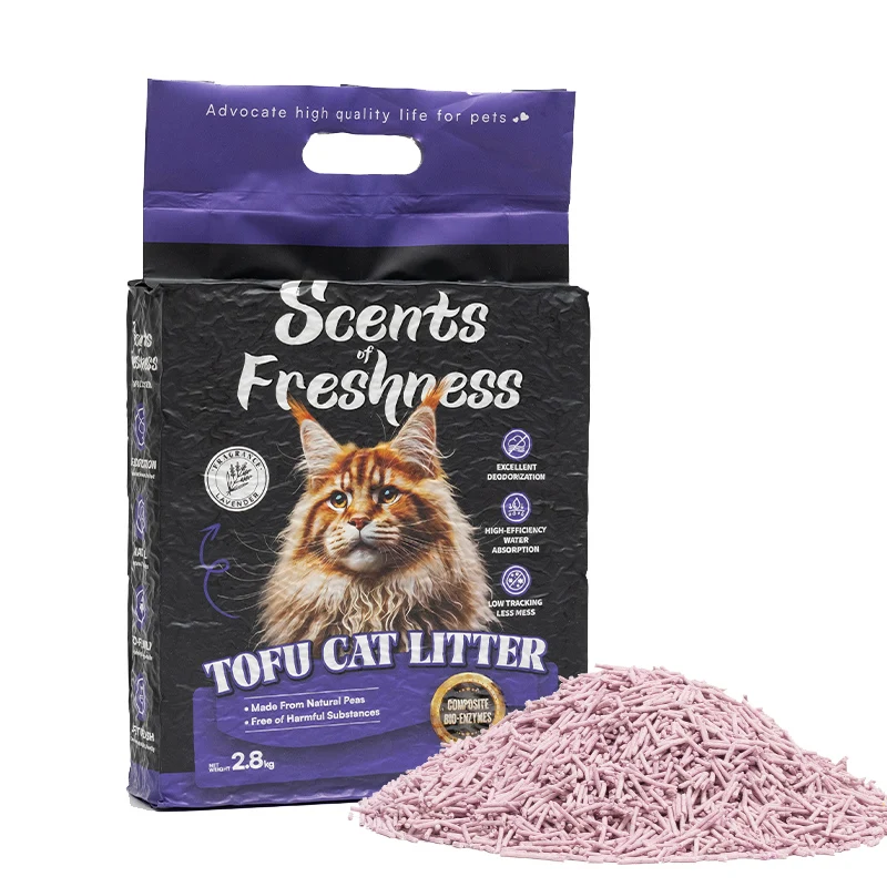 OEM Biodegradable Tofu Cat Litter Health Indicating with pH Urine Self check From Lavender Cat Litter Sand