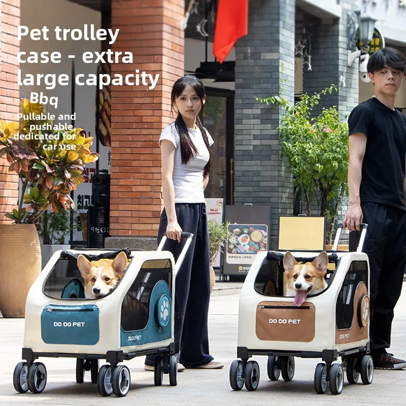 OEM China Manufacturers Oxford Material Large Capacity 30KG Foldable Pet Carrier for Dog Cat Outdoor Use Trolley