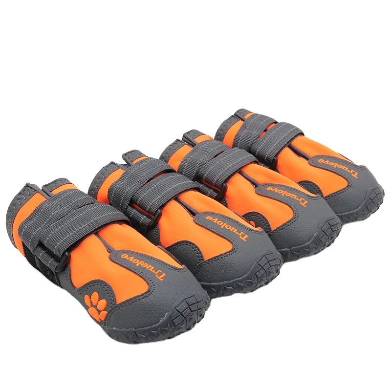 OEM Custom Logo Comfortable Breathable Winter Warm Dog Shoes Reflective Anti-Slip Waterproof Soft Adjustable Pet Shoes Booties