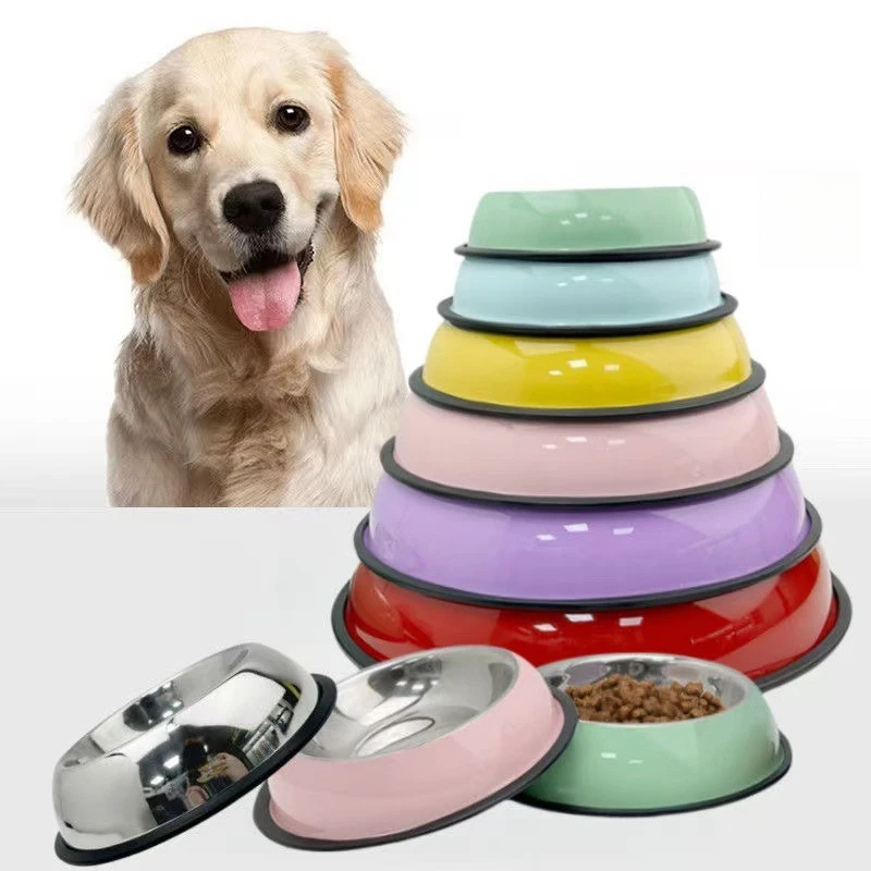 OEM Custom Logo Factory Multi Color Pet Food Feeder Dog Feeding Bowls Stainless Steel Pet Bowls for Dog Cat Puppy Anti Slipper