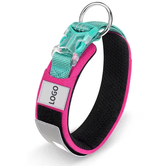 OEM Custom Logo Reflective Breathable Pet Collar Fashion Durable Premium Training Dog Collar Adjustable