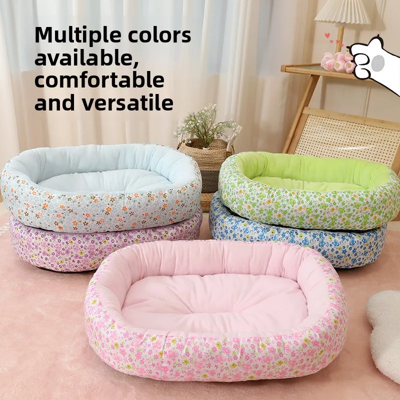 OEM Floral Pattern Pet Bed for Cats & Dogs Winter Warm All-Season Sofa Deep Sleep Mat for Small & Medium Dogs