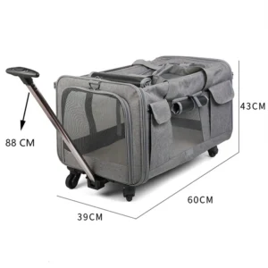 OEM Large Size Portable Cat Dog Travel Trolley Detachable Oxford Carrier Zipper Airline Approved Pet Dog Carrier