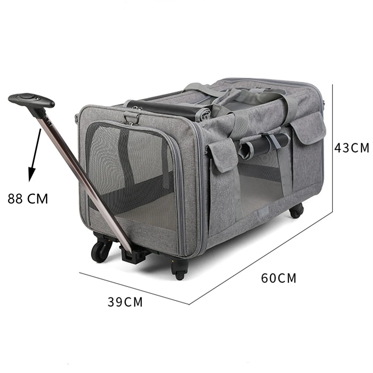 OEM Large Size Portable Cat Dog Travel Trolley Detachable Oxford Carrier Zipper Airline Approved Pet Dog Carrier