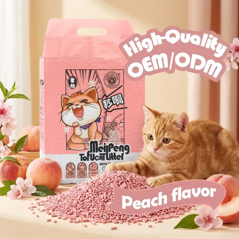 OEM Natural Eco Friendly Odor Control Cat Litter Dust Free Strip Shape Quickly Clumping Flushable Tofu Cat Litter