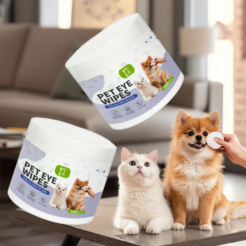 OEM ODM 100pcs Bulk Dog Cat Wet Wipes Thick Round Pad for Daily Grooming Round Wipes for Puppy Kitten