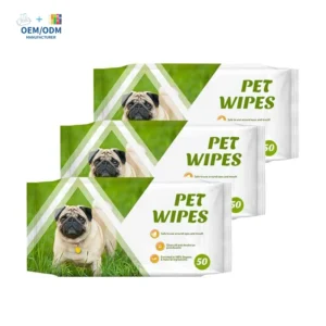 OEM ODM 3 Packs of 50 Bamboo Fiber Pet Wet Wipes Deep Cleaning Fruit Scent Options for Dogs Cats Small Animals
