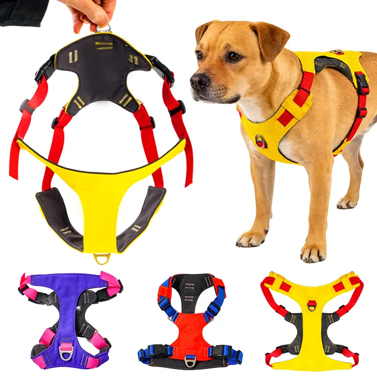 OEM ODM 4 Size Breathable Adjustable Pet Harness Non slip Loop Dog Harness with Quick Release Buckle for Medium Large Dogs