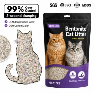 OEM ODM 99% Odor Control 3 Second Clumping Bentonite Cat Litter 5KG Ultra Absorbent Almost Dust Free Easy Clean Ball Shape