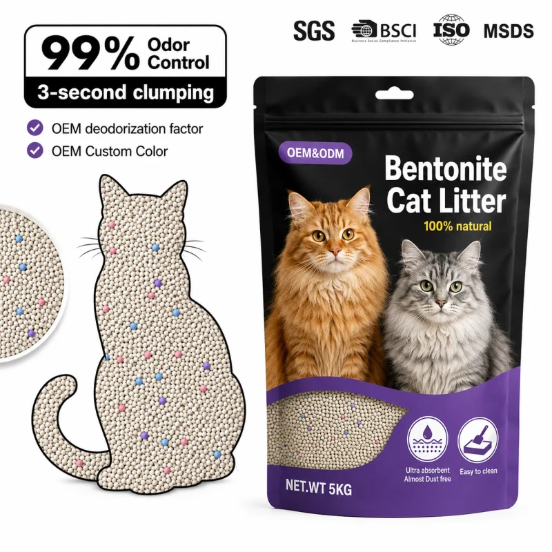 OEM ODM 99% Odor Control 3 Second Clumping Bentonite Cat Litter 5KG Ultra Absorbent Almost Dust Free Easy Clean Ball Shape
