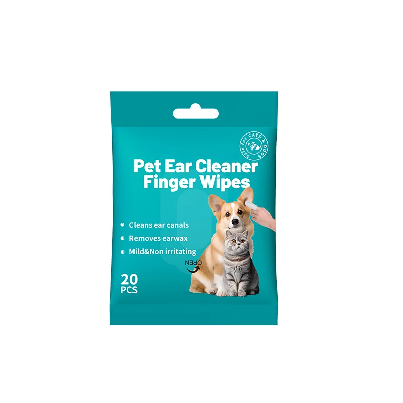 OEM ODM Cat Dog Ear Cleaning Finger Cots Pet Supplies Mild Non Irritating Wet Wipes Ear Care Non Woven Fabric for Small Animals