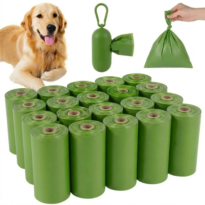 OEM ODM Custom Disposable Biodegradable Eco Friendly Dog Poop Bag Dispenser Portable Solid Color Pet Waste Trash Bags
