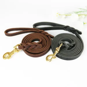 OEM ODM Custom High Quality Durable Luxury Fashion Dog Leash Soft Genuine Leather Solid Classic Lovely Training Top Layer