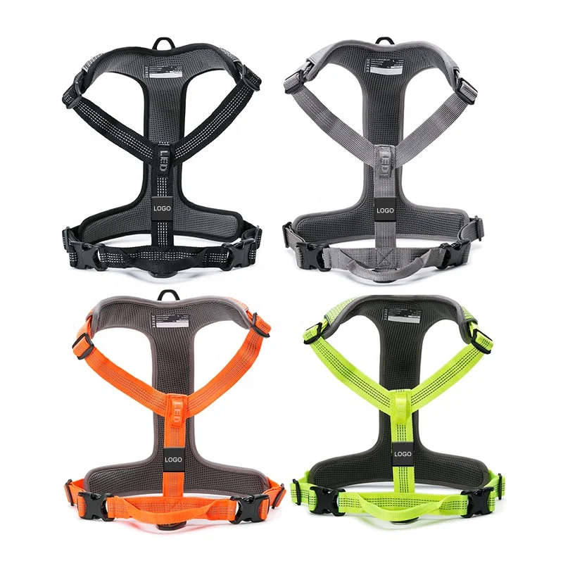 OEM ODM Custom Logo Heavy Duty Escape Proof Large Small Dog Harness Anti-pull Adjustable Breathable Mesh Pet Walking Vest